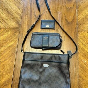 Coach Brown Bundle Purse and 2 Wallets